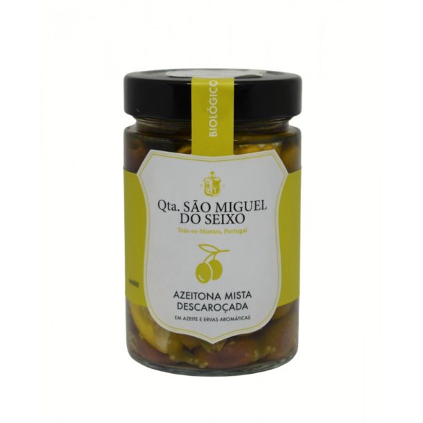 Oliven uden sten - i oliven olie og aromatiske urter - 170 gr.